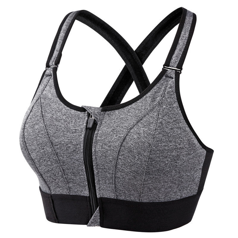 Adjustable Front Zipper Sports Bra